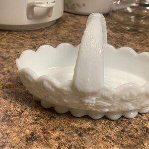 White Scalloped Milk Glass Basket